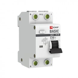 EKF Автоматический выключатель дифференциального тока 1P+N 10А 30мА тип АС х-ка C эл. 4,5кА АД-12  Basic