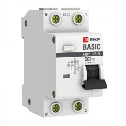 EKF Автоматический выключатель дифференциального тока 1P+N 63А 30мА тип АС х-ка C эл. 4,5кА АД-12  Basic