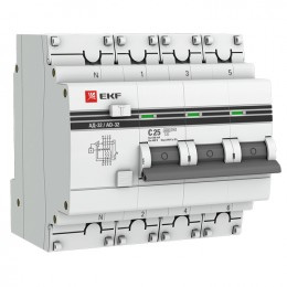 EKF Дифференциальный автомат АД-32 3P+N 25А/300мА (хар. C, AC, электронный, защита 270В) 4,5кА PROxima