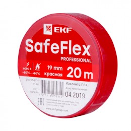 EKF Изолента ПВХ красная 19мм 20м серии SafeFlex