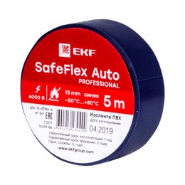 EKF Изолента ПВХ 15мм 5м синий серии SafeFlex Auto