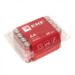 EKF Алкалиновая батарейка типа АА(LR6) пластиковый бокс 24шт.